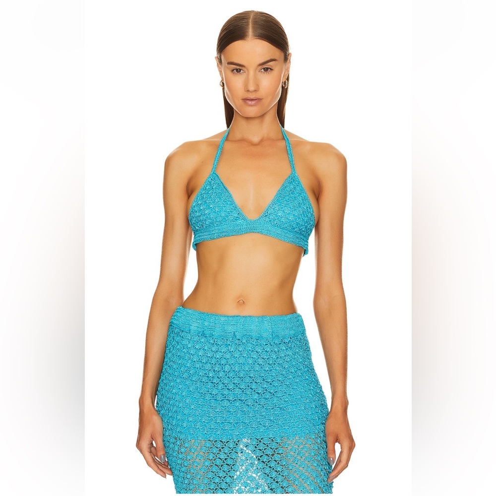 SER.O.YA Seroya Crochet SET Nola Bikini Bra Top Sandy Maxi Skirt XS/S Turquoise
